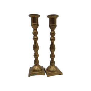 Vintage Brass Candlestick Candle Holders 9" READ